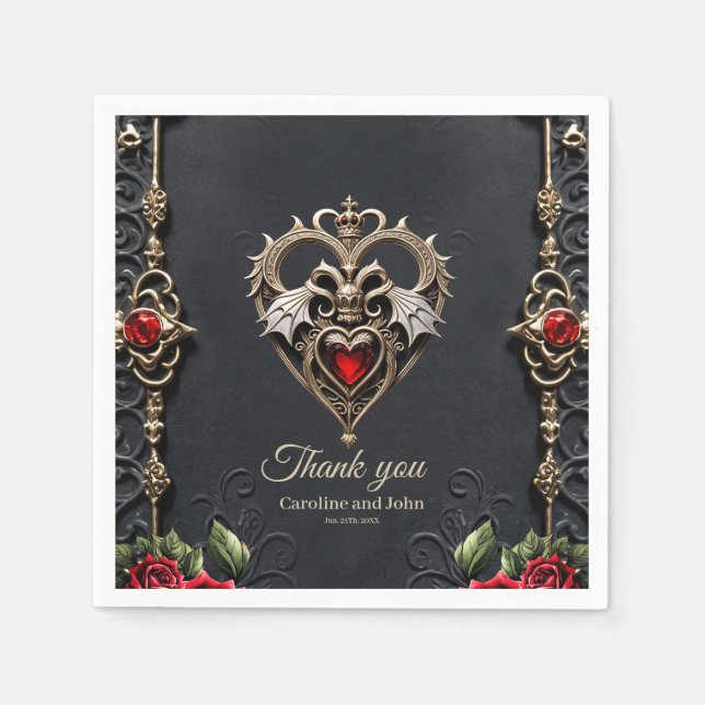 Stunning gothic heart napkin (Front)