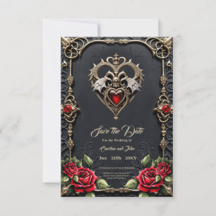 Stunning gothic heart thank you card