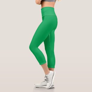Stunning Green Background with White Border Design Capri Leggings