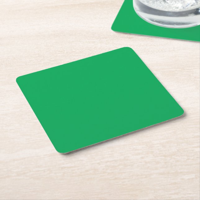 Stunning Green Background with White Border Design Square Paper Coaster (Angled)