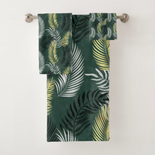 STUNNING Green Gold Black BATHROOM TOWEL SET