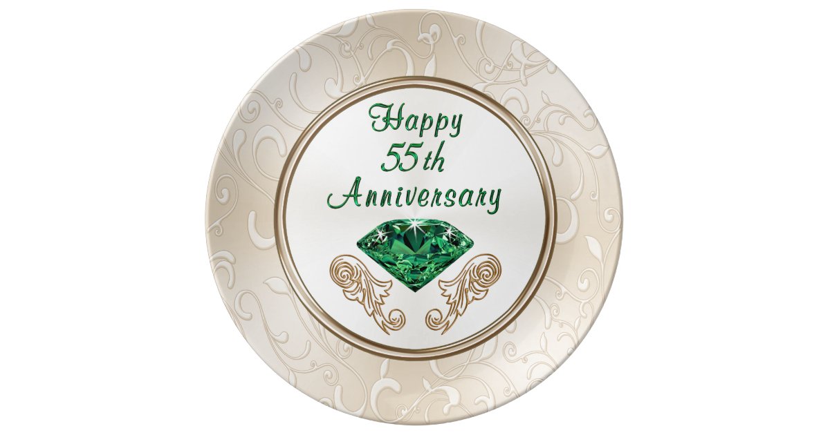 Stunning Happy 55th Anniversary Gifts Plate | Zazzle