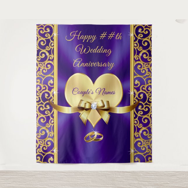 Stunning, Happy Anniversary Backdrop, for ANY YEAR Tapestry (Front)