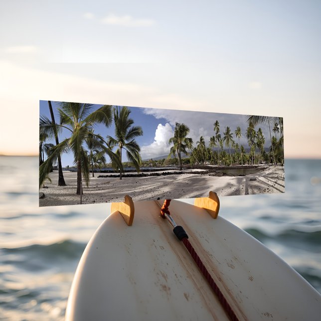 Stunning Hawaii Beach Puuhonua o Honaunau Panorama Bumper Sticker (Tropical beach panoramic landscape bumper sticker of Pu'uhonua o Hōnaunau Hawaii's big island.)