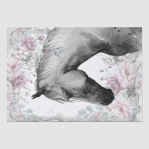 Stunning Horse Dapple Grey Floral  Tissue Paper