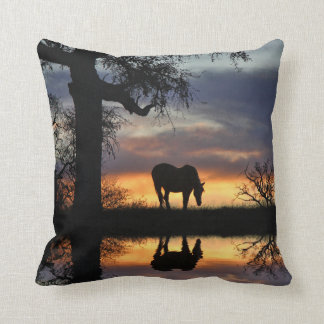Stunning Horse Reflected in Water Sunset Cushion