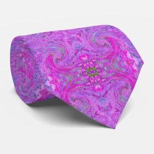 Stunning Hot Pink Abstract Swirled Foliage Wave Tie