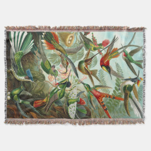Stunning Hummingbirds Print By Ernst Haeckel Throw Blanket
