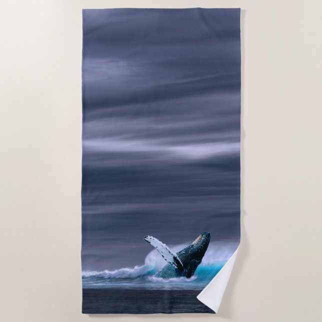 Stunning humpback whale beach towel (Front)