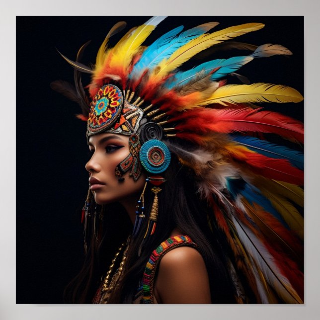 Stunning Indian head dress art print (Front)