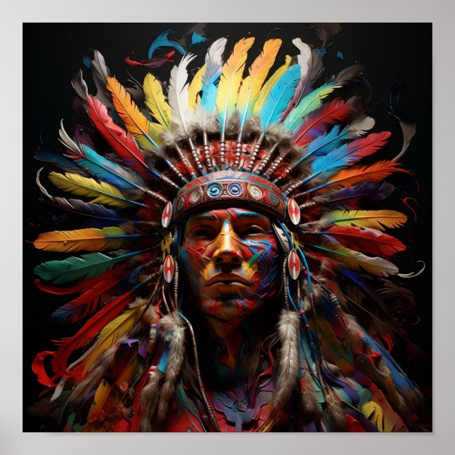 Stunning Indian head dress art print (Front)