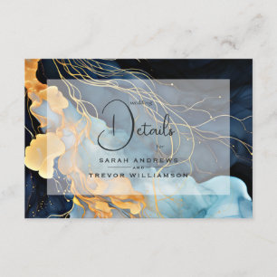 Stunning Indigo Blue and Gold Abstract Enclosure Card