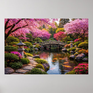 Stunning Japanese Garden & Koi Pond Poster