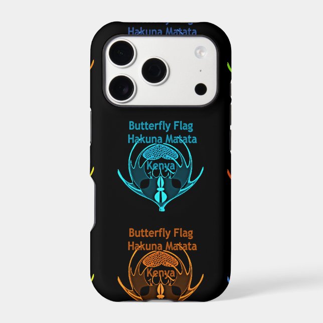 Stunning Kenyan Butterfly Flag Typography Elegant  (Back)