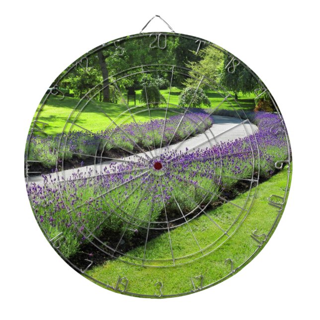 Stunning Lavender-Lined Garden Walk Landscape Dartboard (Front)