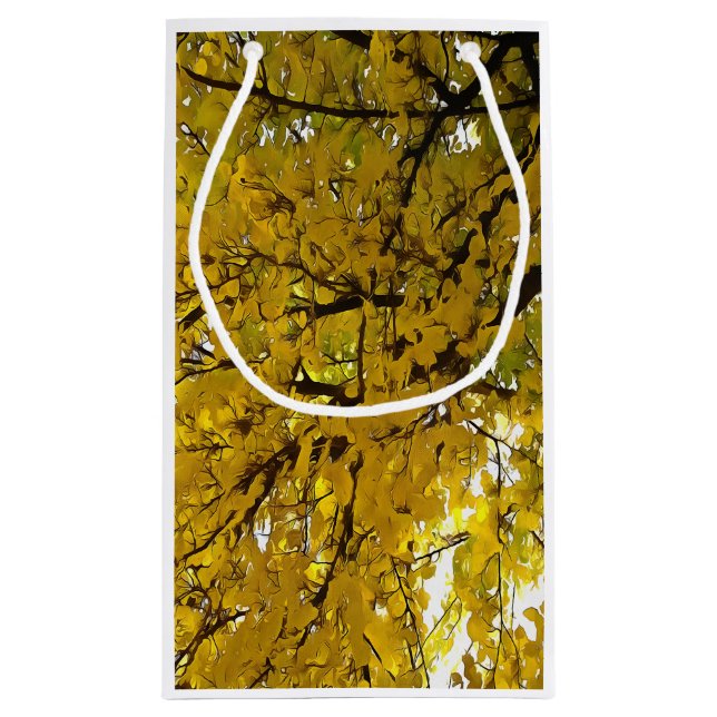 Stunning Leaves Autumn Vibes Abstract Art Small Gift Bag (Back)