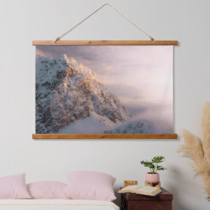 Stunning light and fog on mountain hanging tapestry