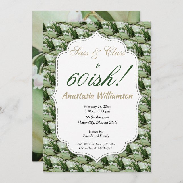 STUNNING LILY OF THE VALLEY FLOWER INVITATION (Front/Back)