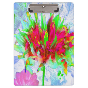 Stunning Lime Green and Red Cactus Dahlia Clipboard