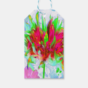 Stunning Lime Green and Red Cactus Dahlia Gift Tags