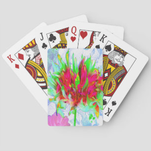 Stunning Lime Green and Red Cactus Dahlia Playing Cards