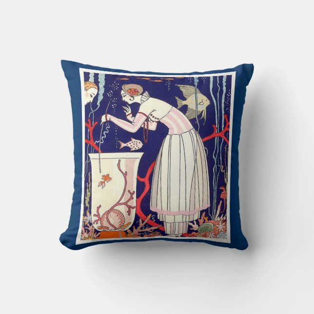 STUNNING LITTLE FISH,ART DECO BEAUTY FASHION CUSHION (Front)