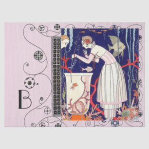 STUNNING LITTLE FISH ,ART DECO BEAUTY FASHION  TISSUE PAPER