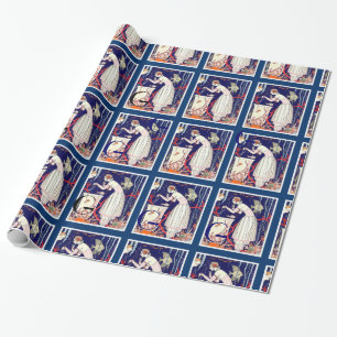 STUNNING LITTLE FISH , ART DECO BEAUTY FASHION WRAPPING PAPER