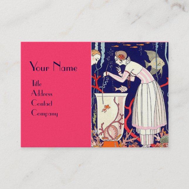 STUNNING LITTLE FISH,DECO BEAUTY FASHION Pink Blue Business Card (Front)