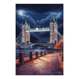 Stunning London Night Scene with Illuminated Tower Photo Print