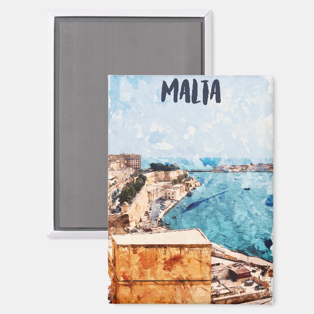 Stunning Malta Mediterranean Island View Magnet (Front/Back)