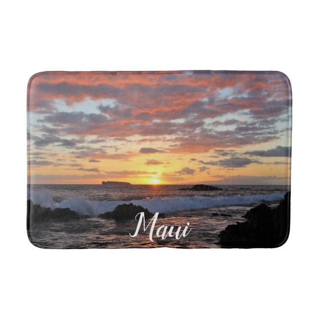 Stunning Maui Beach Sunset Bath Mat (Front)