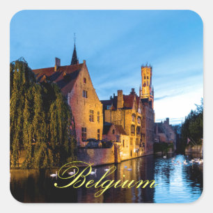Stunning! Mediaeval Bruges Belgium - Pro Photo Square Sticker