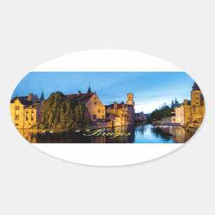 Stunning! Mediaeval Bruges - Pro Photo Oval Sticker