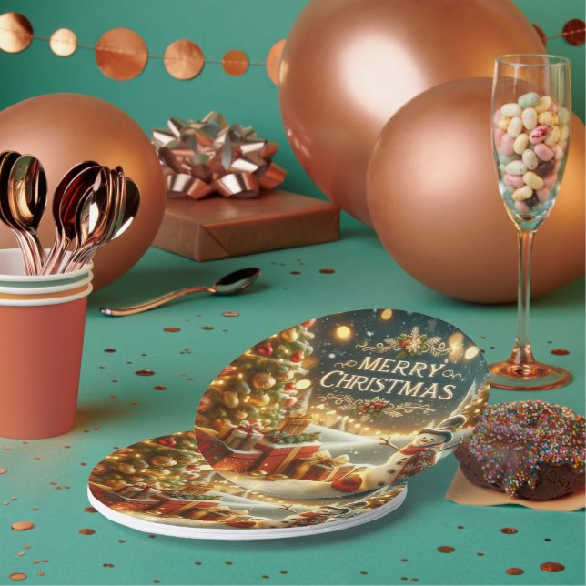 stunning Merry Christmas Paper Plate (Multi)