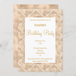 STUNNING METALLIC CHAMPAGNE & GOLD CUSTOM BIRTHDAY INVITATION