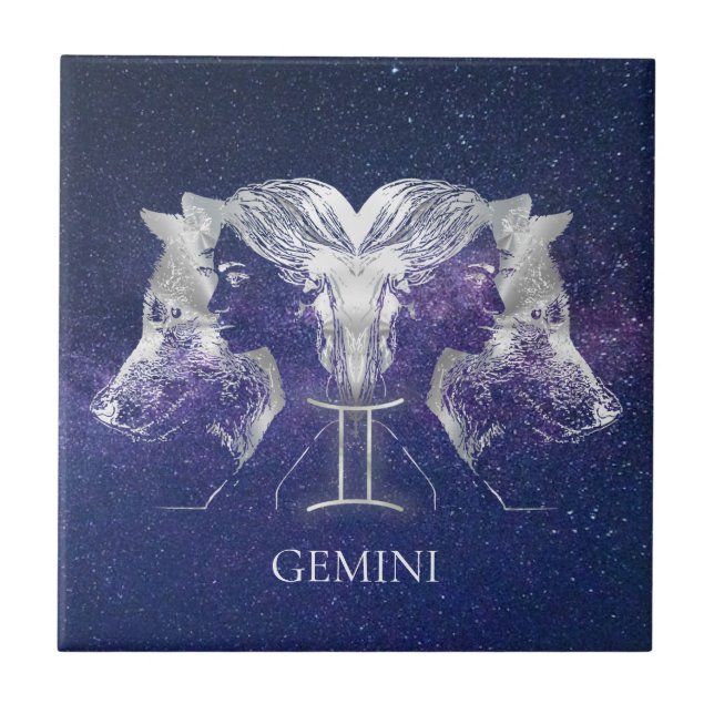 Stunning Milky Way Sky Gemini Zodiac Sign Ceramic Tile (Front)