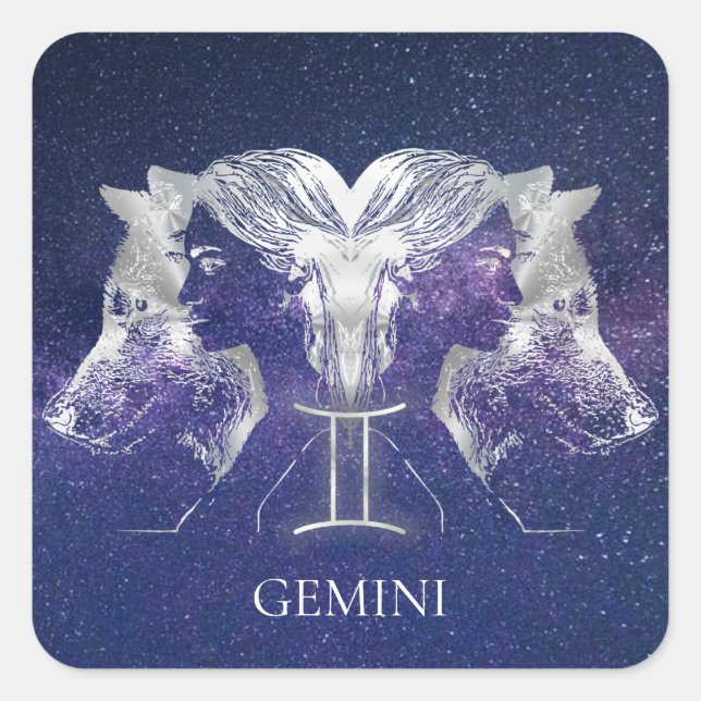 Stunning Milky Way Sky Gemini Zodiac Sign Square Sticker (Front)