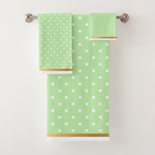 STUNNING MINT GREEN GOLD SPOT BATHROOM TOWEL SET