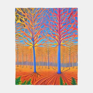 Stunning Modern Art Forest Fleece Blanket
