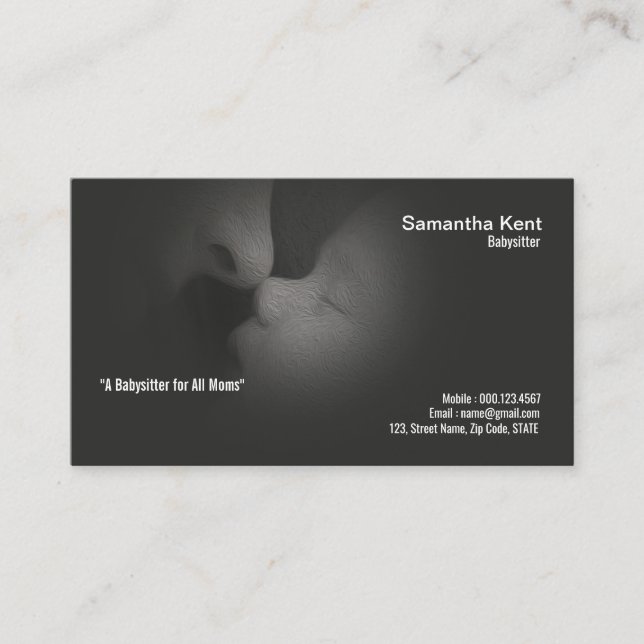 Stunning Monochrome Mum Baby Nanny Business Card (Front)