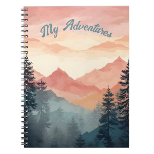 Stunning Mountain Tree Sunset Pattern, Poster Art Notebook