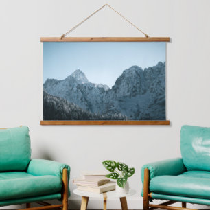 Stunning mountains and spruce forest hanging tapestry