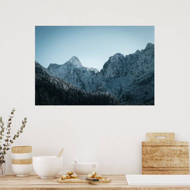 Stunning mountains and spruce forest poster (Kitchen)