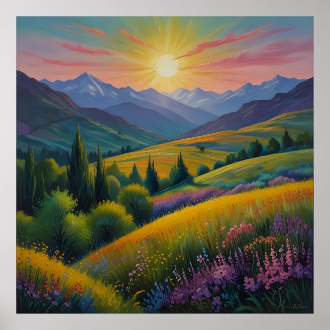 Stunning Mountainscape Painting Poster (Front)