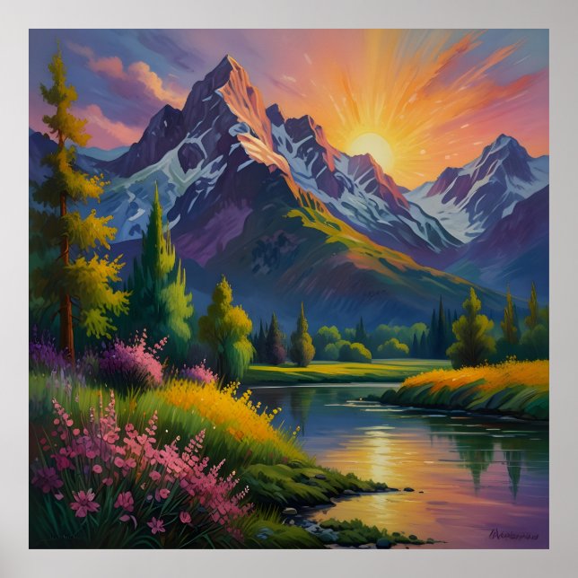 Stunning mountainscape painting poster (Front)
