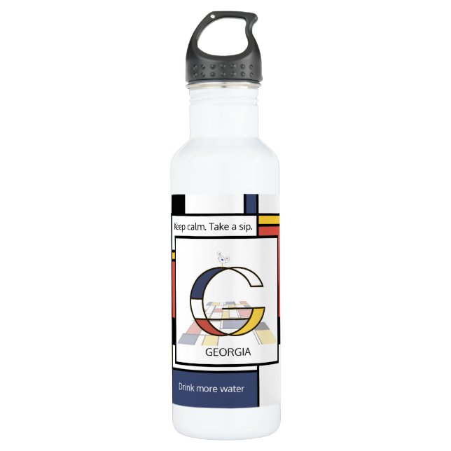 Stunning Neoplasticism Art Monogram. Letter G 710 Ml Water Bottle (Front)