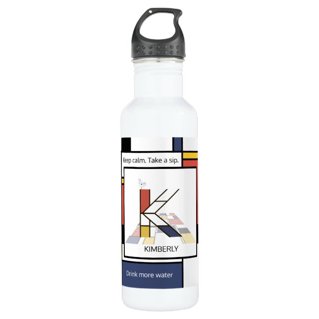 Stunning Neoplasticism Art Monogram. Letter K 710 Ml Water Bottle (Front)