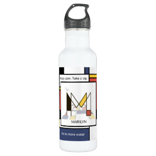 Stunning Neoplasticism Art Monogram. Letter M 710 Ml Water Bottle