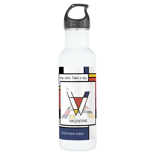 Stunning Neoplasticism Art Monogram. Letter V 710 Ml Water Bottle (Front)